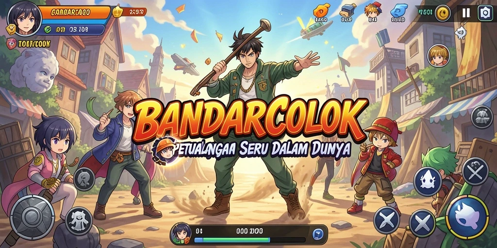 Gameplay BANDARCOLOK yang penuh warna menampilkan karakter anime yang dinamis.